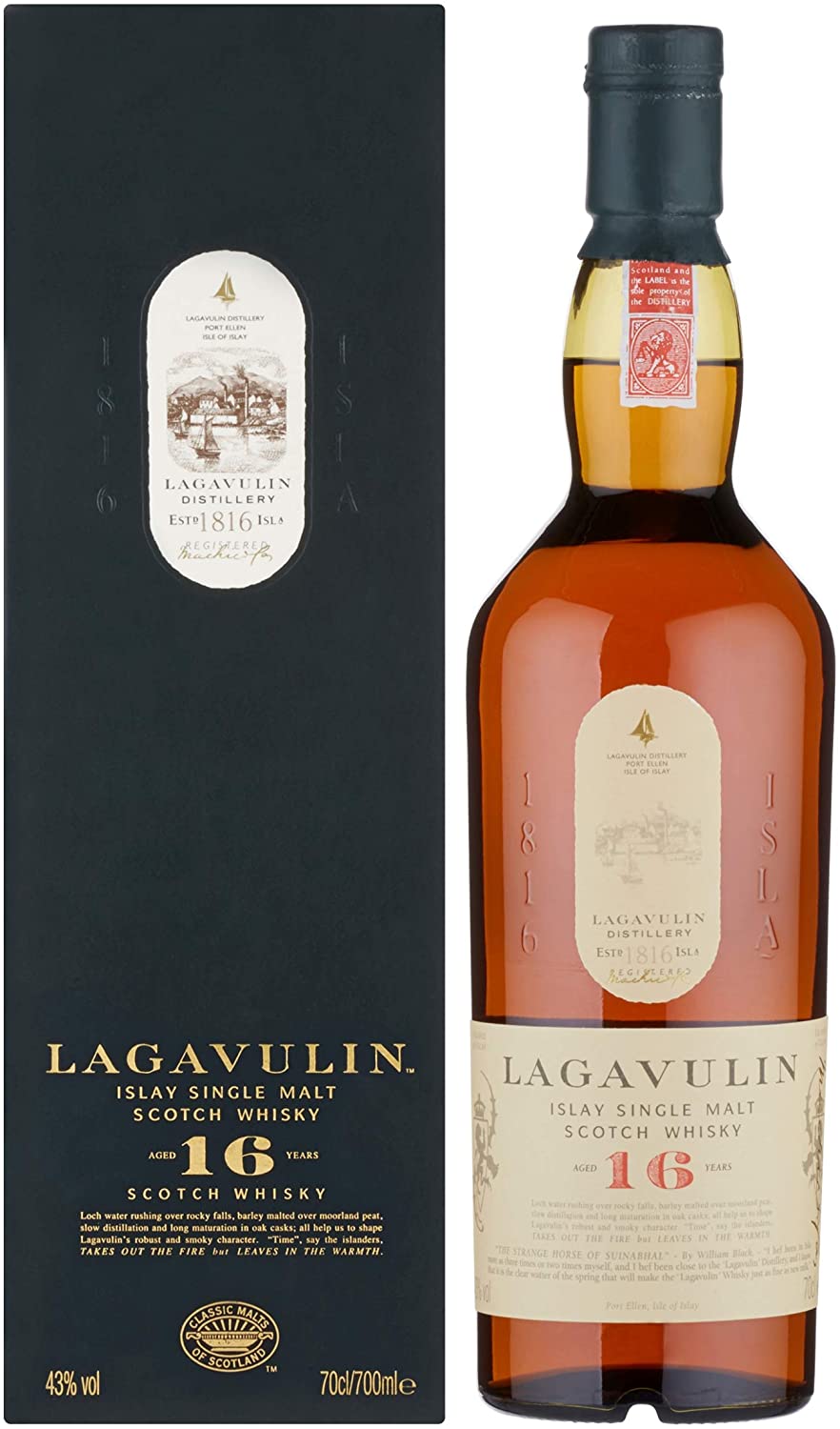 Lagavulin 16 Year Old Scotch Single Malt, Whisky Scozzese con Astuccio,  700ml