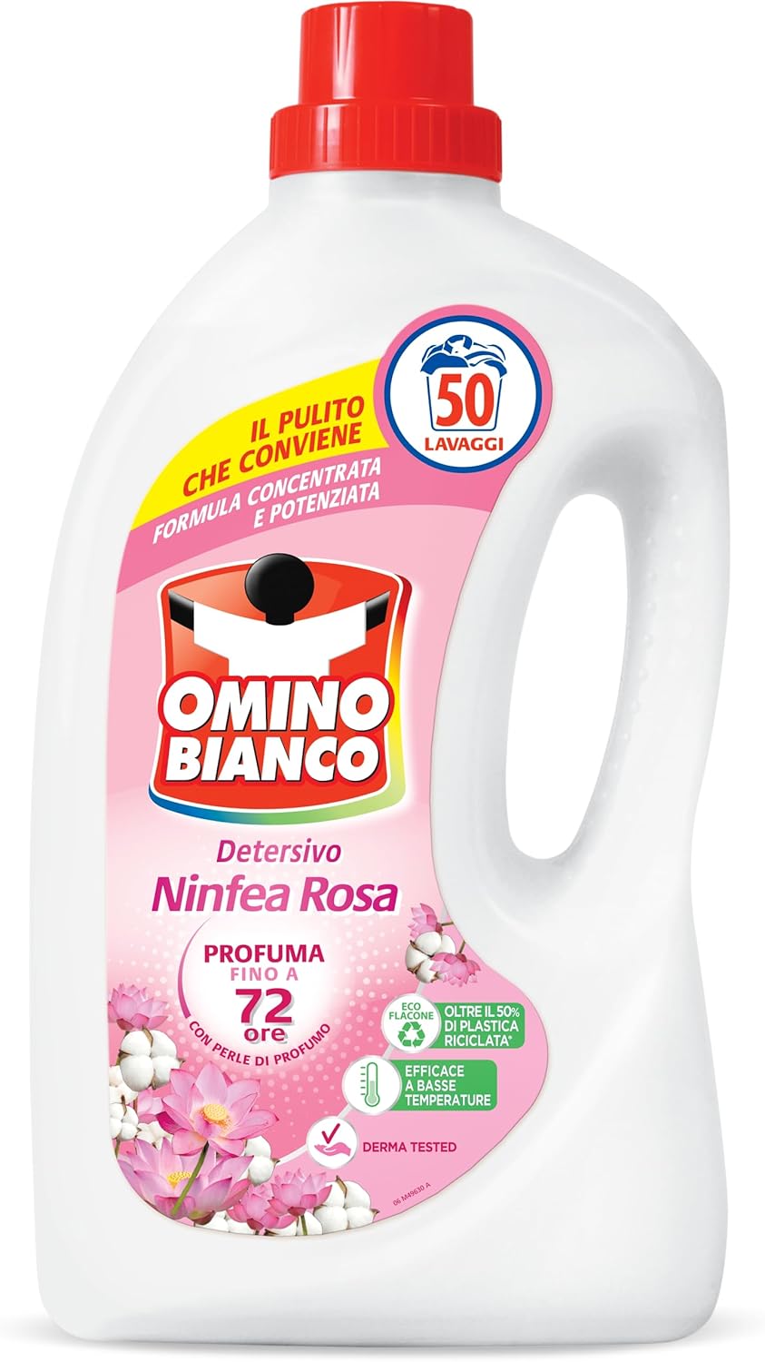 Omino Bianco - Detersivo Lavatrice Fresco Profumo di Ninfea Rosa, 360 Lavaggi, Rispetta Colori e Tessuti, Fresco Profumo, 2400 ml x 6 Confezioni - immagine 5